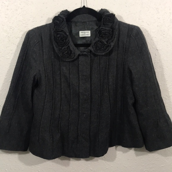 PHILOSOPHY DI Alberta Ferretti NEW Gray Wool Evening Jacket size 6 - Picture 5 of 15